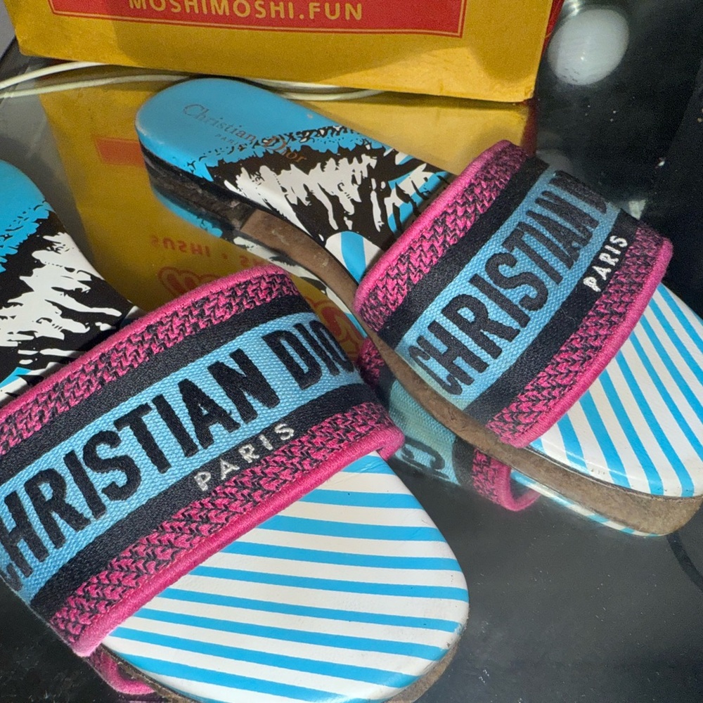 Christian Dior Blue and Pink Sandals